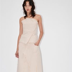 NWT ZARA ZW FRAYED ASYMMETRIC BUSTIER